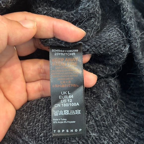 Topshop Charcoal Off-Shoulder Sweater - Picture 6 of 8